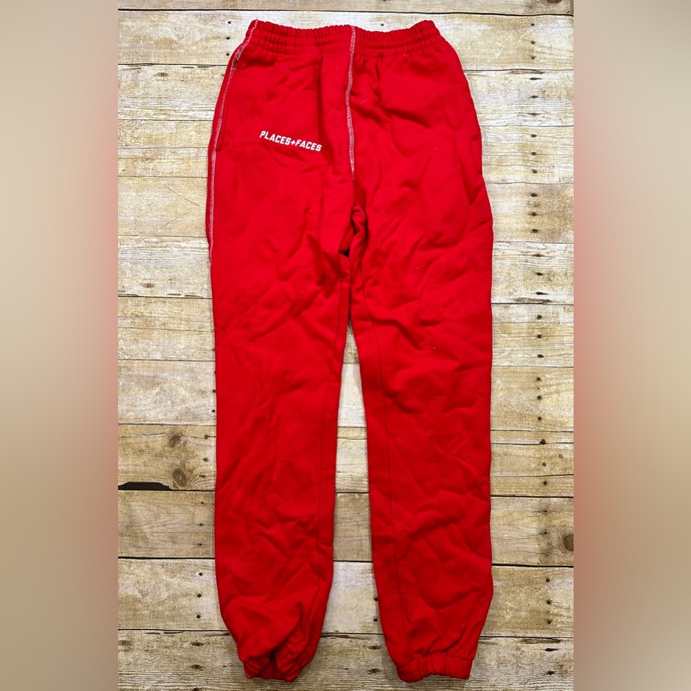 NWOT PLACES + FACES COZY SWEATPANTS - RED